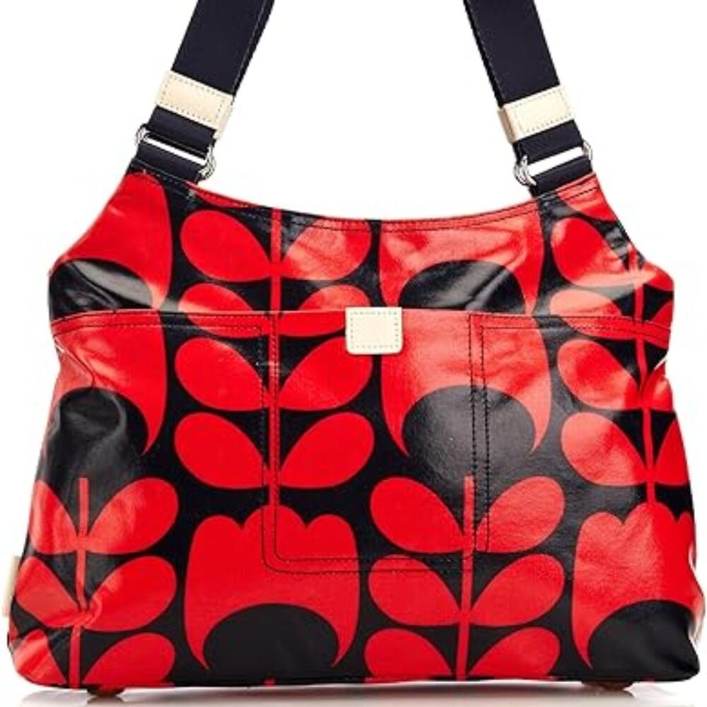 Orla Kiely Laminated Classic Shoulder Bag - Red & Blue - EUC